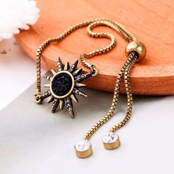 Boho Black Sun Burst Gold Bracelets - Picture 2 of 4